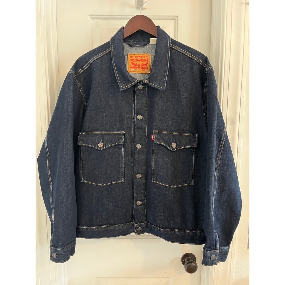 Levis Mens Relaxed Fit Trucker Jacket Indigo Blue Denim XXL 0010P-0011